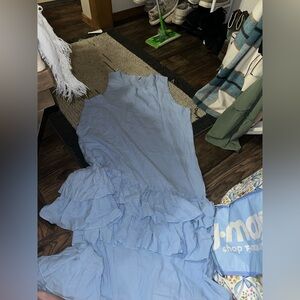 Elegant Blue Ruffled Skirt